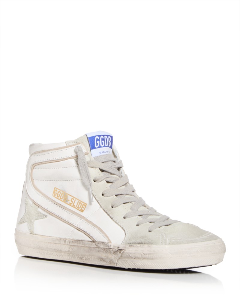 Golden Goose Women's Slide High Top Sneakers in White/Ice