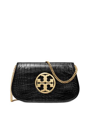 TORY BURCH CROC EMBOSSED CROSSBODY BAG/CLUTCH RED WITH outlet GOLD CHAIN (REMOVABLE)