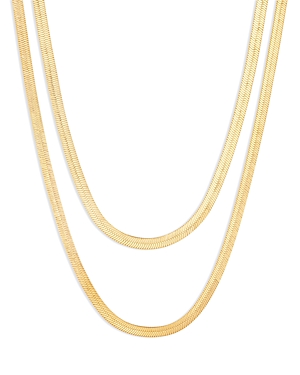 Shashi Double Chain Necklace In 14k Gold Plated, 16