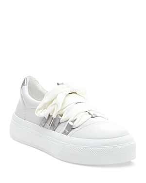 J/slides Women's Garson Lace Up Platform Sneakers In White Leather
