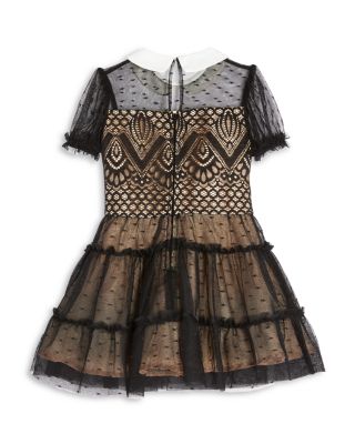 chinese dress ladies Lace Bodice Chiffon Rufle Gown Black / 12 main image 1