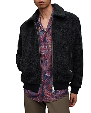 Shop Allsaints Buzz Zip Front Bomber Jacket In Cinder Marl