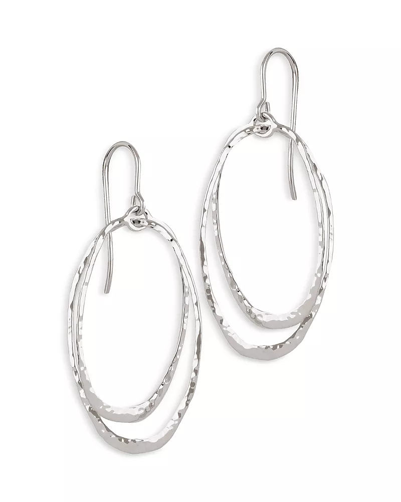 Bloomingdale's Fine Collection Hammered Double Oval Drop Earrings in Sterling Silver