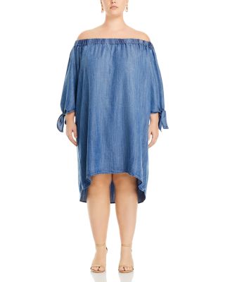 Julie Off-the-Shoulder Chambray Dress