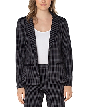 Shop Liverpool Los Angeles Fitted Blazer In Black/white Grid
