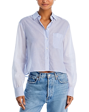 Rag & Bone Women's Maxine Lightweight Cropped Shirt In Blue