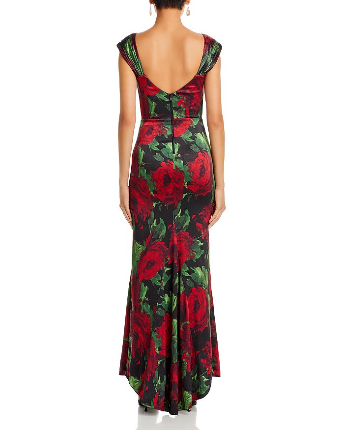 Shop Alice And Olivia Arza Sleeveless Gown In Cloud Floral Bordeaux