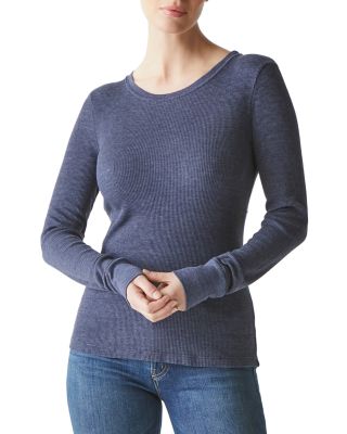Michael Stars Juliet Long-sleeve Waffle-knit Tee In Nocturnal