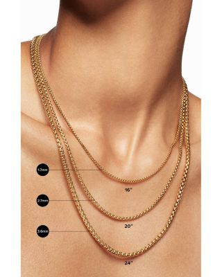 18K Yellow Gold Hollow Box Chain Necklace 16", 1.7mm