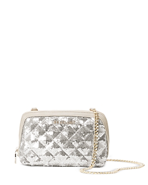 Mz Wallace Emily Small Crossbody In Ice Sequin/silver
