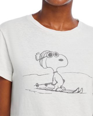 “RE DONE” Snoopy Ski Tシャツ VintageIvory RE/DONE RINGER SKIING SNOOPY TEE - VINTAGE IVORY/MIDNIGHT