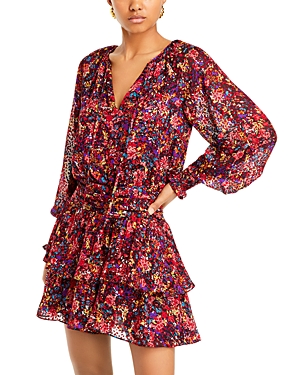 Shop Ramy Brook Mabel Dress In Soiree Red French Floral Burnout
