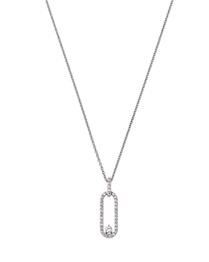 Bloomingdale's Diamond Oval Frame Pendant Necklace In 14k White Gold, 0.35 Ct. T.w.