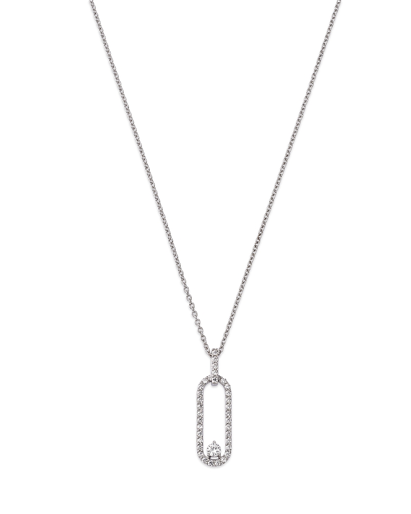 Bloomingdale's Fine Collection Diamond Oval Frame Pendant Necklace in 14K White Gold, 0.35 tcw
