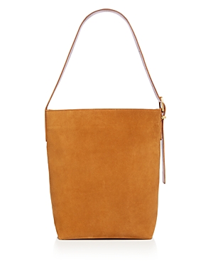 Madewell Essentials Suede Bucket Bag In Dark Caramel