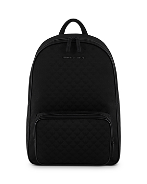Emporio Armani Nylon Backpack With All-over Jacquard Eagle In Black
