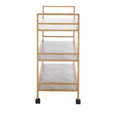 Ingrid 3 Tier Gold Rectangle Bar Cart