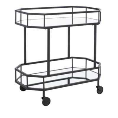 Silva Black 2 Tier Octagon Bar Cart