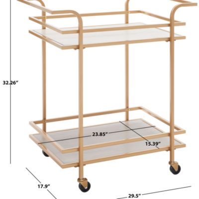 Lameris 2 Tier Matte Gold Bar Cart with Handles