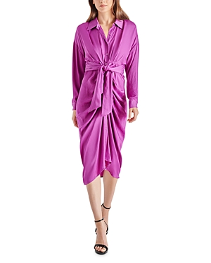 Steve Madden Sula Tie Waist Long Sleeve Shirt Dress