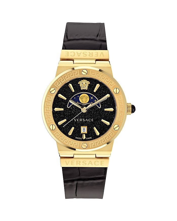 Versace Greca Logo Moonphase Watch, 38mm | Bloomingdale's
