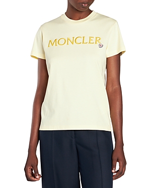 Shop Moncler Cotton Logo Tee In Light Yellow