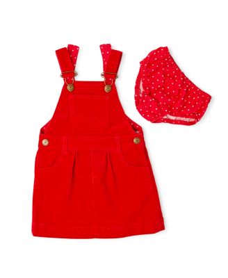  Girls Bright Red Cord Overall Dress - Baby, Little Kid, Big Kid