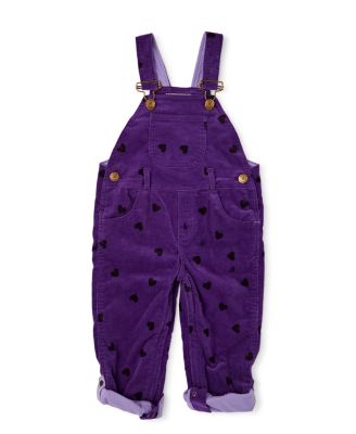 Dotty Dungarees - Unisex Purple Black Heart Print Overalls - Baby, Little Kid, Big Kid