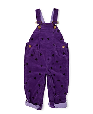 Dotty Dungarees Unisex Purple Black Heart Print Overalls - Baby, Little Kid, Big Kid In Purple Heart