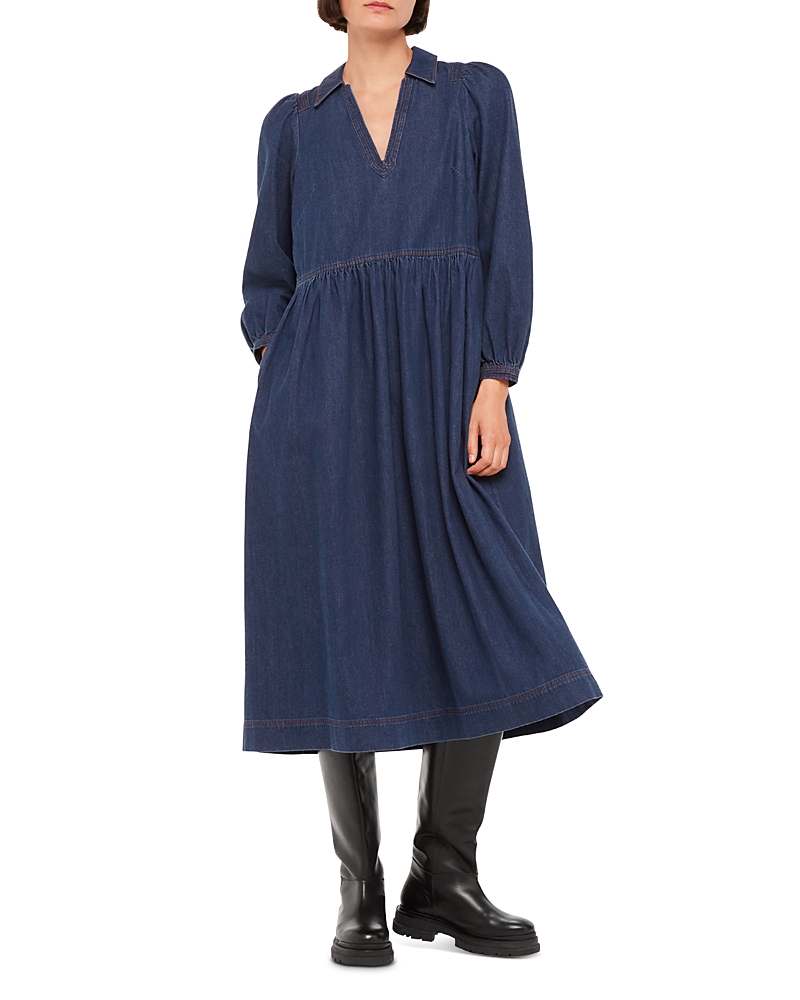 Whistles Rina Trapeze Dress In Denim