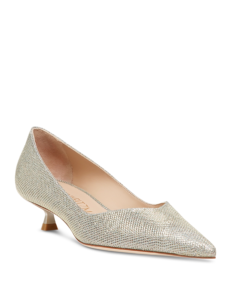 Stuart Weitzman Eva Pointed Toe Pump In Platino