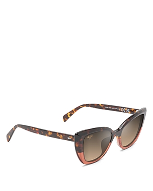 Maui Jim Blossom Polarized Cat Eye Sunglasses, 54mm In Orange/brown Polarized Gradient