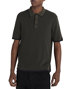 Shop Rag & Bone Harvey Knit Short Sleeve Polo Shirt In Shadow Green