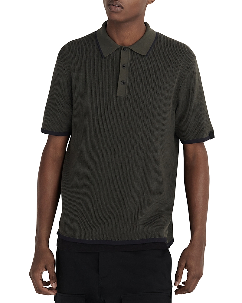 Rag & Bone Harvey Knit Polo In Shadow Green
