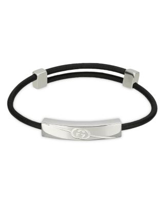 Gucci - Sterling Silver & Leather Diagonal Interlocking G Bracelet