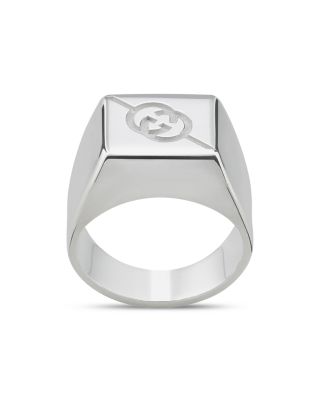 Sterling Silver Diagonal Interlocking G Square Signet Ring