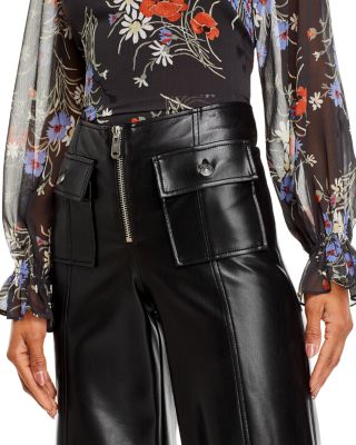 Azure Faux Leather Cropped Pants 