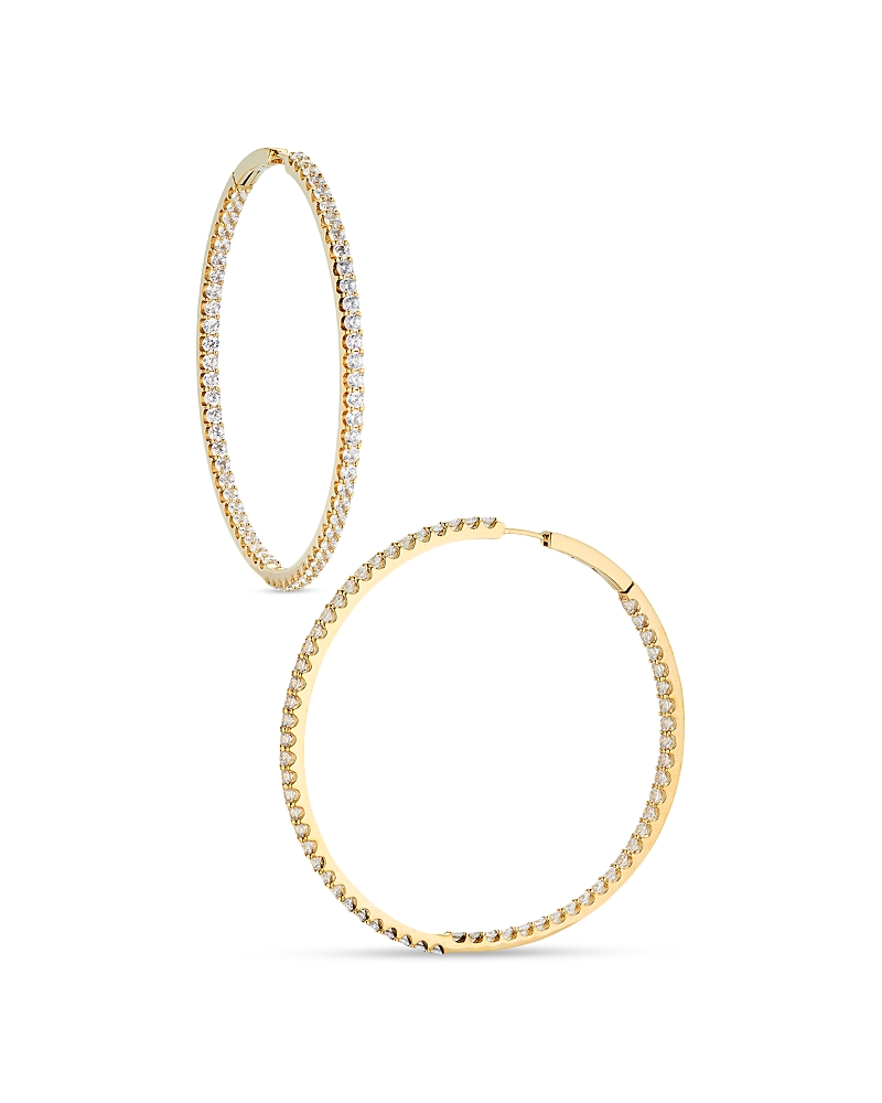 NADRI PAVE INSIDE OUT HOOP EARRINGS IN 18K GOLD PLATED OR RHODIUM PLATED