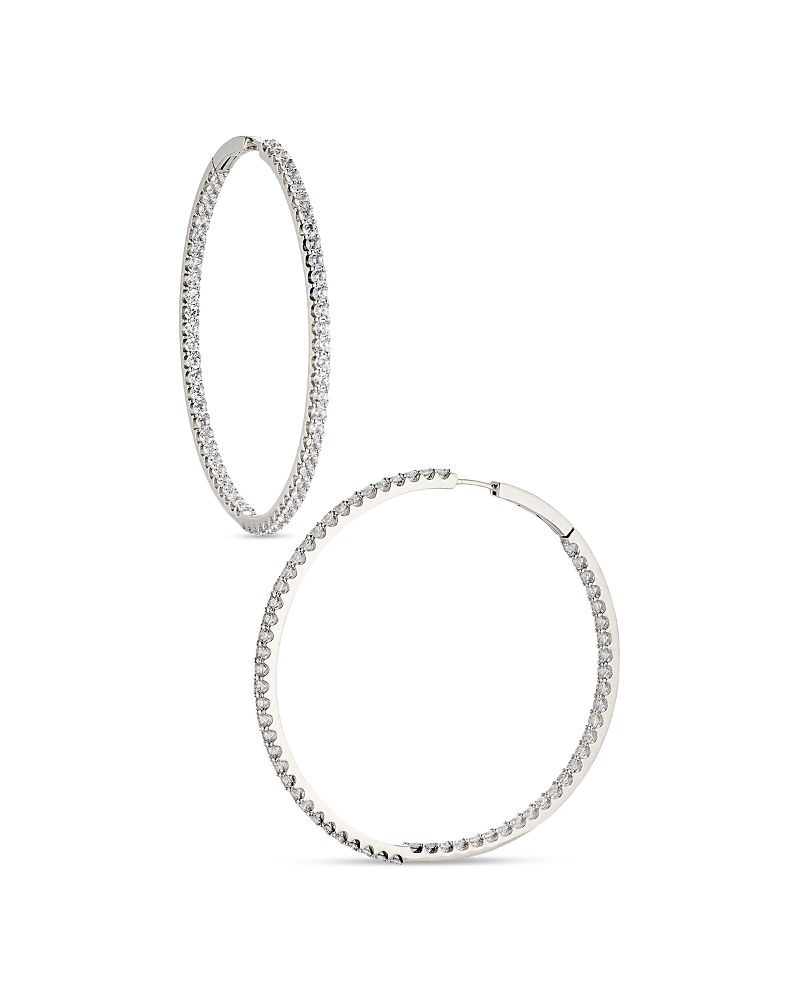 Nadri Pave Inside Out Hoop Earrings in 18K Gold Plated or Rhodium Plated