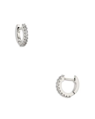 Pav&eacute; Huggie Hoop Earrings in 18K Gold Plated or Rhodium Plated 