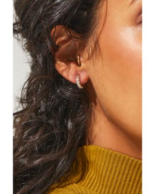 Huggie Hoop Earrings in 18K Gold Plated or Rhodium Plated 