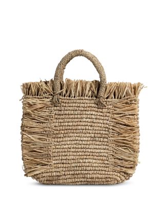 LUSANA - Maris Woven Straw Top Handle Tote