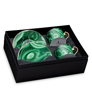 L'objet Malachite Tea Cup And Saucer Gift Box In Green