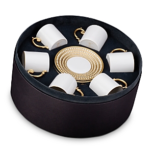 Shop L'objet Perlee Espresso Cup And Saucer Gift Box In Gold