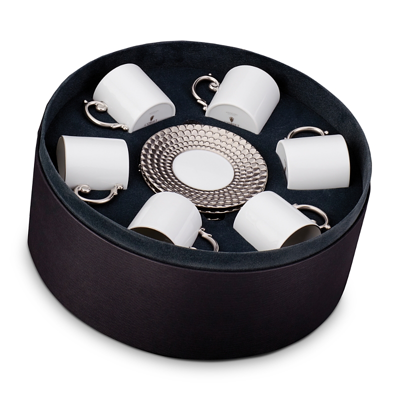L'objet Aegean 6-piece Espresso Cup & Saucer Set In Silver