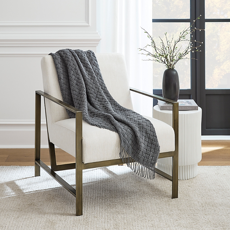 Sferra Vella Cashmere Blend Throw In Charcoal
