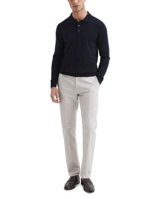 Trafford Merino Wool Slim Fit Long Sleeve Polo Shirt