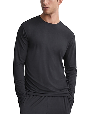 Reiss Cromer Stretch Jersey Long Sleeved Tee In Charcoal