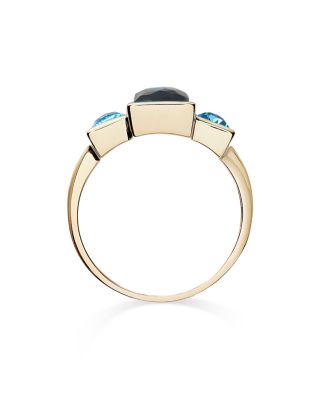 London & Swiss Blue Topaz Ring in 14K Yellow Gold