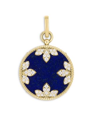 Roberto Coin 18K Yellow Gold Medallion Lapis Lazuli & Diamond Flower Pendant